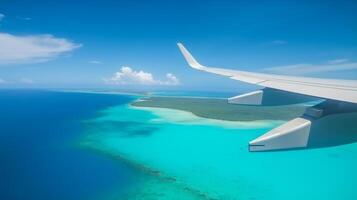 avión en tropical antecedentes. ilustración ai generativo foto