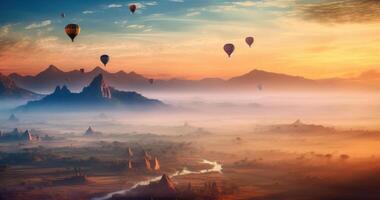 Colorful hot air balloons. Illustration photo
