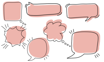 retro tömma komisk chatt bubblor linje konst med rosa skuggor på transparent bakgrund. illustration, Tal bubbla och ballong png