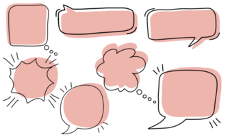 rétro vide bande dessinée bavarder bulles ligne art avec rose ombres sur transparent Contexte. illustration, discours bulle et ballon png