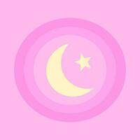 dulce y hermosa estrella y creciente en rosado y ligero amarillo estilo, contento Ramadán y musulmán, islámico creciente. vector icono. noche, hora de acostarse, cielo, dormir, pronóstico, clima, chica, mujer, bebé conceptos