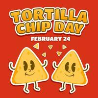 Tortilla Chip Day Cartoon Illustration Square Background vector