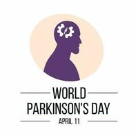 World Parkinson's Day. April 11. Health and memory problems.  Banner. vector