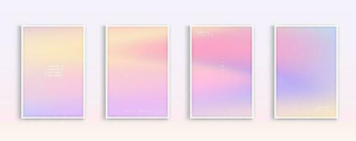 Pastel gradient backgrounds vector set. Soft tender pink, purple, yellow and orange colours abstract background for app, web design, webpages, banners, greeting cards. Vector design.