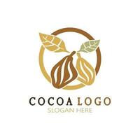 cocoa logo,cocoa bean,cocoa tree,cocoa branches and leaves,chocolate mix on white background,vintage,modern,simple,minimalist icon illustration template design vector