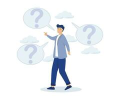 Indecisive manager cannot make decision,  worried about which way to choose concept,modern flat vector illustration