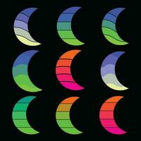 retro Clásico puesta de sol color luna.ramadan vector eid Mubarak atardecer.70s Años 80 antiguo color para noche diferente Luna vector estilo recopilación, diseño elementos celestial Luna icono símbolo vector antecedentes