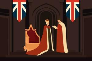 Coronation, coronation event illustration, silhouettes of people, king vector