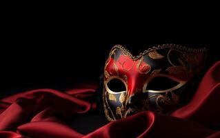 Elegant carnival mask, carnaval mask, Purim mask, party mask, masquerade mask, party gold mask AI Generative photo