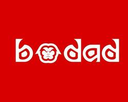 Bodad or bodat monkey letter vector logo design. Great combination of Monkey symbol with letter bodad. Isolated with red background.