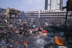 7th april 2023, a view of after Massive fire engulfs famous clothing market Bangabazar in Dhaka-Bangladesh photo