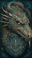 Dynamic chromo lithographic print Mighty designer dragon photo