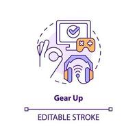 Gear up concept icon. Live streaming. Online streamer. Getting into esports abstract idea thin line illustration. Isolated outline drawing. Editable stroke vector