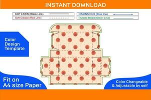 RETFD or Roll end front tuck with dust flap box dieline template and 3D box design Color Design Template vector