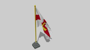 Guernsey Flag Start Flying in The Wind with Pole Base, 3D Rendering, Luma Matte Selection video