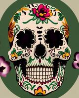 A colorful skull with a flower pattern photo