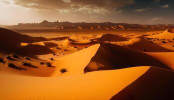 panorámico Desierto Sáhara paisaje, desierto en el tarde,generativo ai foto