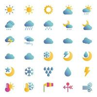Gradient color icons for Weather. vector