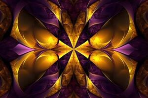 geometric abstract fractal in diffderent gradient colours. Violete, yellow, silver, biege, gold,blue photo