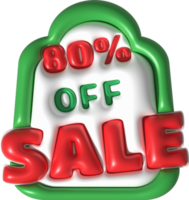 Sale banner design,Shopping deal offer discount,sale 80 percent off.3d illustration png