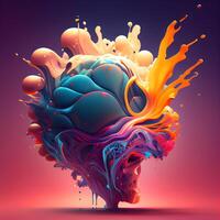 3d render, abstract liquid background with colorful splashes and waves., Image photo