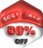 Sale banner design,Shopping deal offer discount,Best sale 80 percent off. 3d illustration png