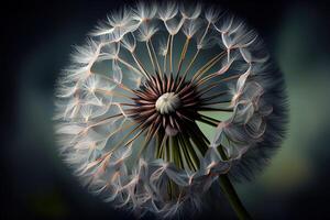 3d mural interior wallpaper.Many dandelions with green grass. photo