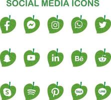 social media icons - leaf social media icons vector