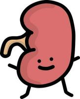 Illustrated friendly-looking kidney with arms, legs and a face vector