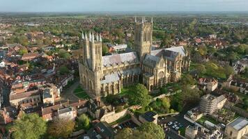 aéreo Visão do Lincoln cidade catedral dentro Inglaterra video