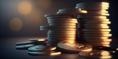 The stacks of coins with . photo