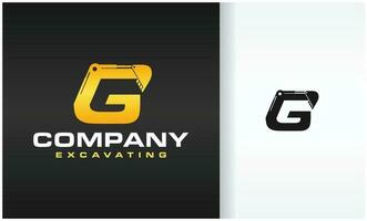 escavating leter g company logo vector