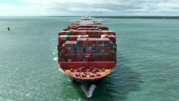 Ship Carrying Thousands of Containers Transporting International Cargo video