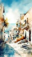 Light watercolor small town high quality illustration photo