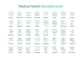 Two toned Medical Health Rounded Icons vector