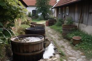 Wasserschaden nach rohrbruch im waschkeller. photo