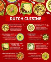 Dutch cuisine restaurant food menu vector template