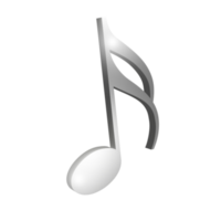 silver 3D  render music note png