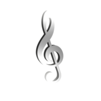 silver 3D  render music note png