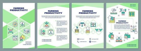 Farming productivity brochure template. Agribusiness. Leaflet design with linear icons. Editable 4 vector layouts for presentation, annual reports