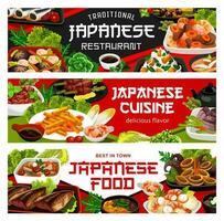 Traditional Japanese cuisine restaurant dishes vector
