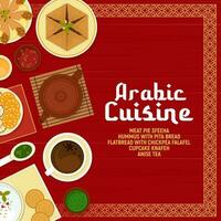 Arab cuisine vector poster with oriental ornament
