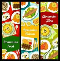 Romanian food restaurant meals vertical banners vector