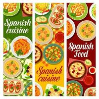 Spanish cuisine food dishes vector banners