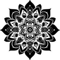 mandala - negro y blanco aislado icono - vector ilustración