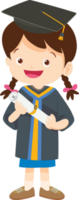 mignonne diplômé élèves dans diplômé éducation avec chapeau diplôme ,certificat dessin animé png