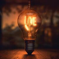 Love light bulb. Illustration photo