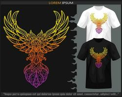 Gradient Colorful Phoenix bird mandala arts isolated on black and white t shirt. vector