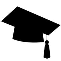 graduación sombrero vestido negro y blanco silueta vector