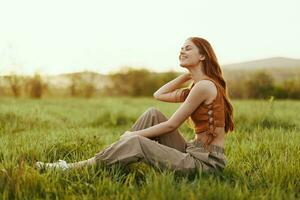 woman nature park smile fashion photo